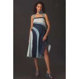 Anthropologie Pilcro Smoked Midi Dress Oversized Stretchy Denim